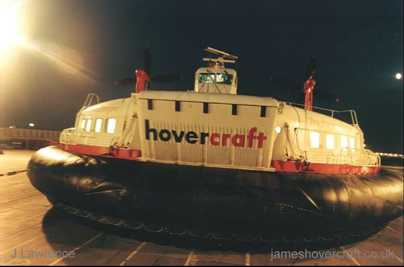 The SRN4 with Hoverspeed in Dover with a new livery - The Princess Anne (GH-2007) at Dover, positioning for evening maintenance (submitted by Pat Lawrence).